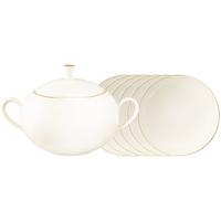 SUPPEN-SET Savona Goldlinie creme 7-tlg. - Creme, Keramik (2/2/2cm) - Seltmann Weiden