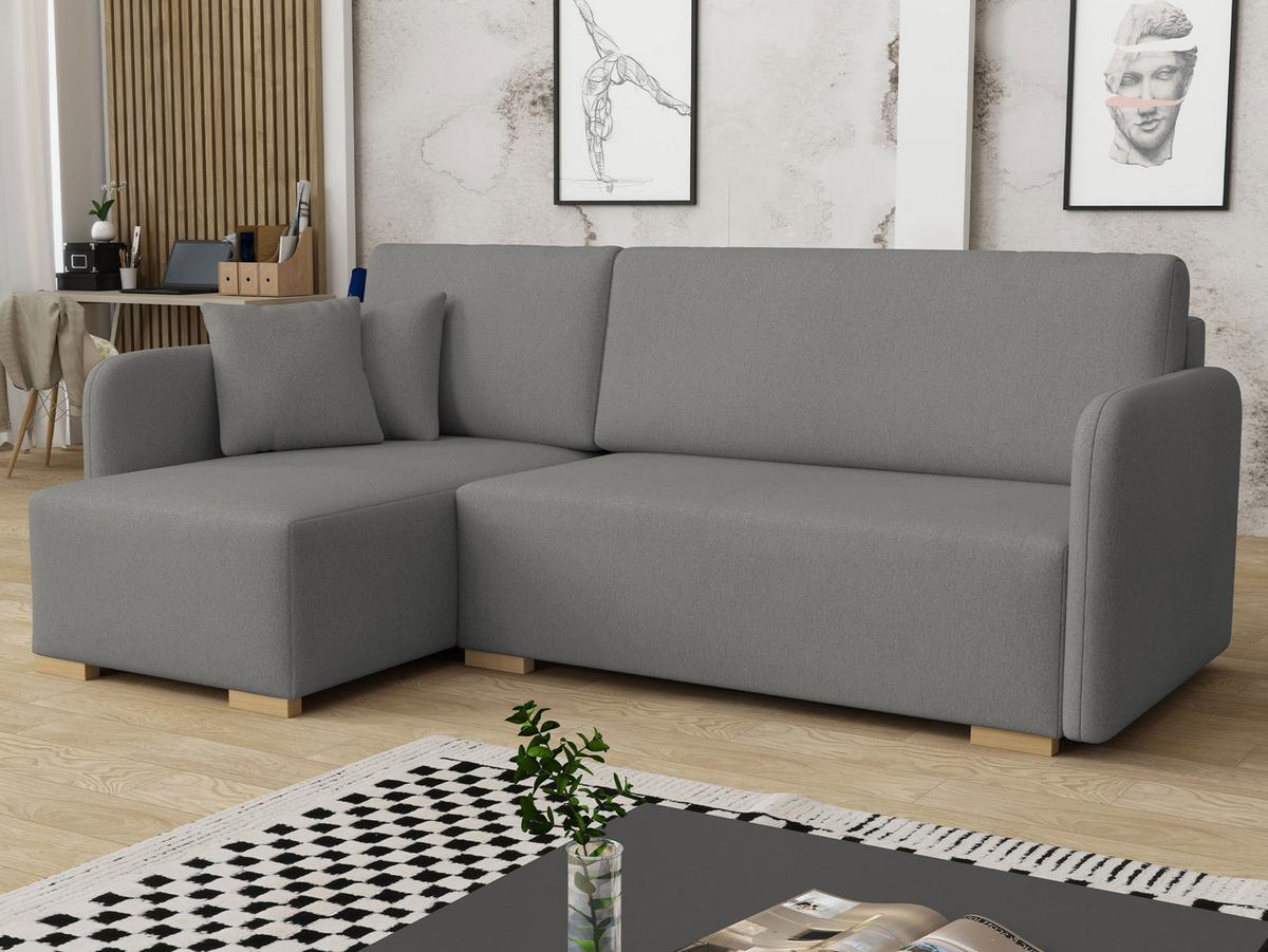 ECKSOFA Como L - Dunkelgrau/Naturfarben, Holz/Textil (220/140cm) - MIRJAN24