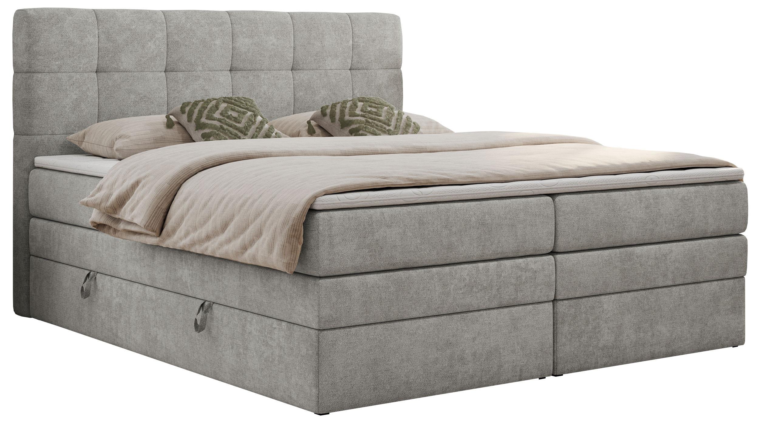 BOXSPRINGBETT LUKA KING 120/200 Hellgrau Struktur - H4 - Hellgrau, Holz/Textil (120/200cm) - MKS