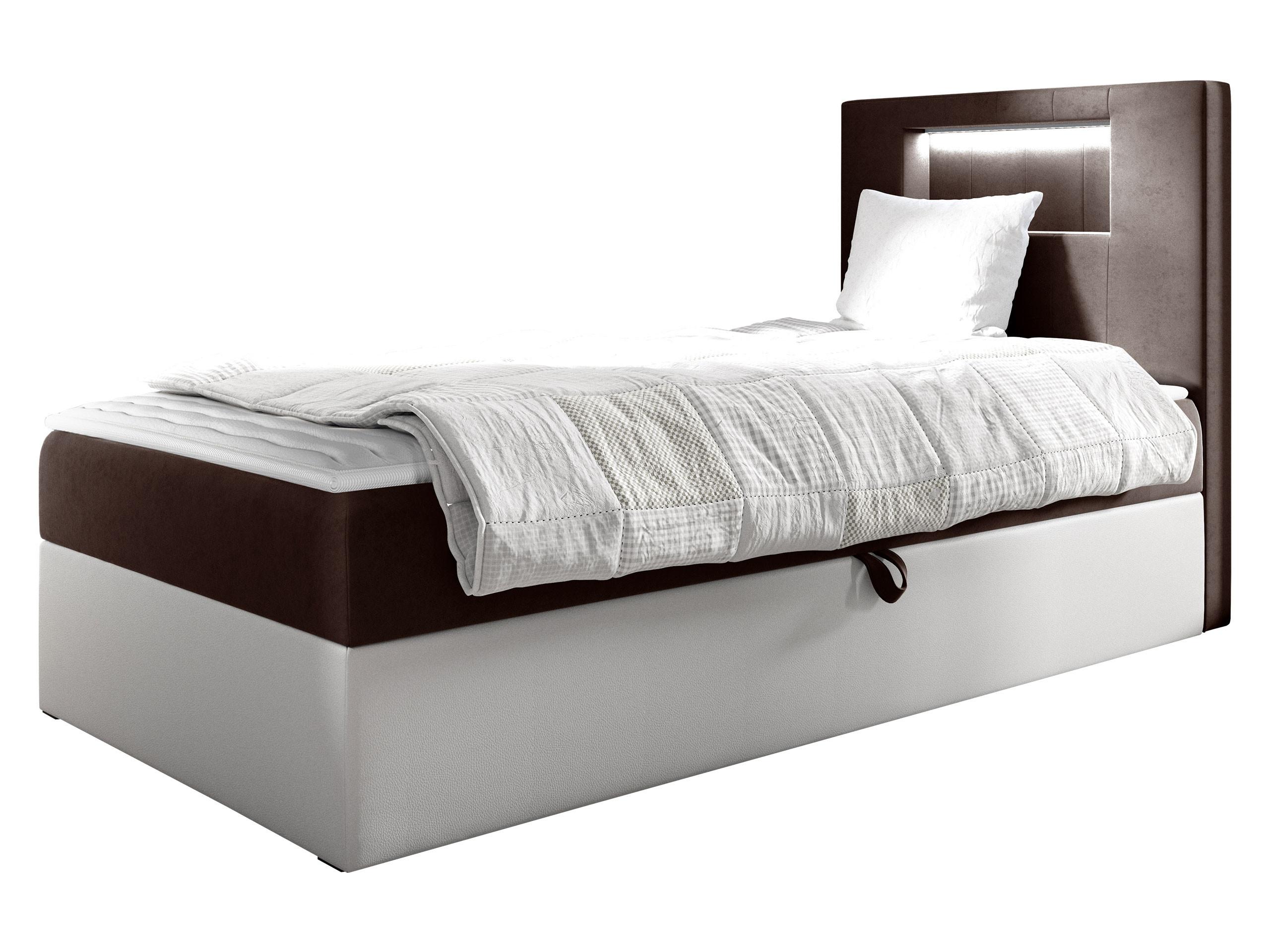 BOXBETT Gold Junior 1, Seite zum Öffnen des Bettkastens: Rechts - H3 - Weiß/Braun, Holz (90/200cm) - MIRJAN24
