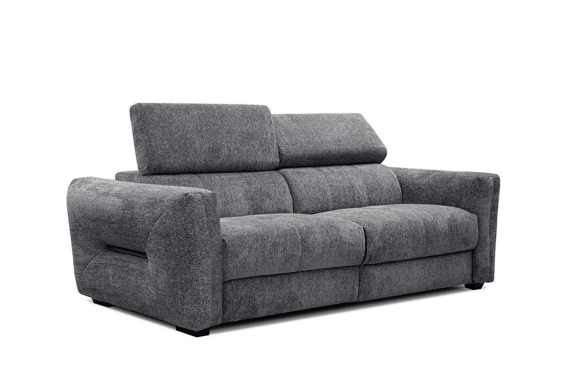 SOFA CALVERA 3-Sitzer mit 1 Relaxfunktion, graphitfarben - Graphitfarben/Schwarz, Holzwerkstoff/Textil (204/79/106cm) - Wozimo