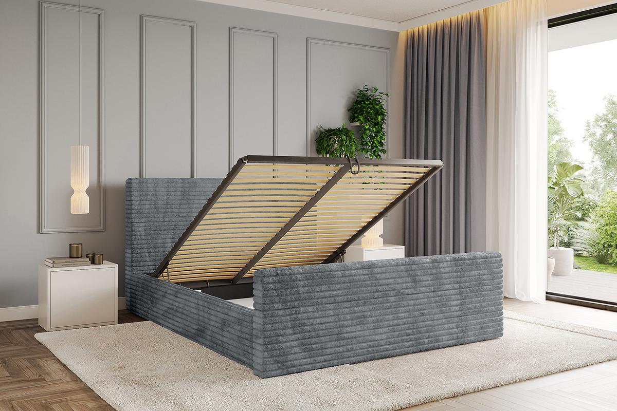 POLSTERBETT mit Bettkasten, Fußteil und Lattenrost, Boxbett ohne Matratze - ALOVA-Z 120x200 Dunkelgrau - Dunkelgrau, Holzwerkstoff/Textil (120/200cm) - ALTDECOR