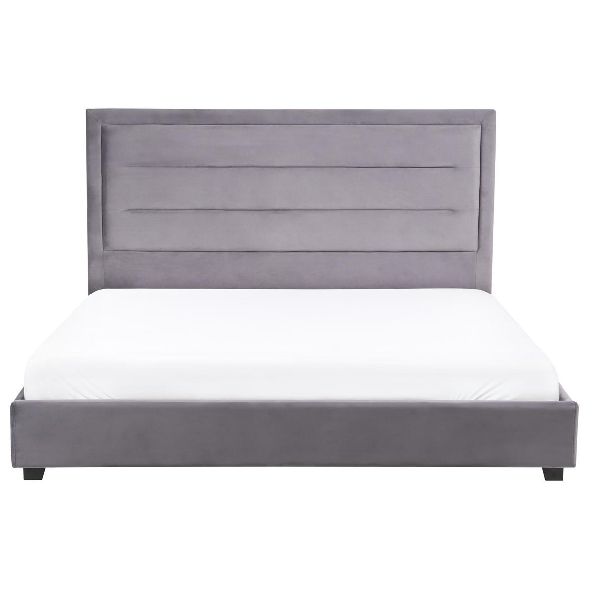 BETT mit Lattenrost 180/200 cm Dunkelgrau Rouen - Dunkelgrau/Schwarz, Textil (180/200cm) - Beliani