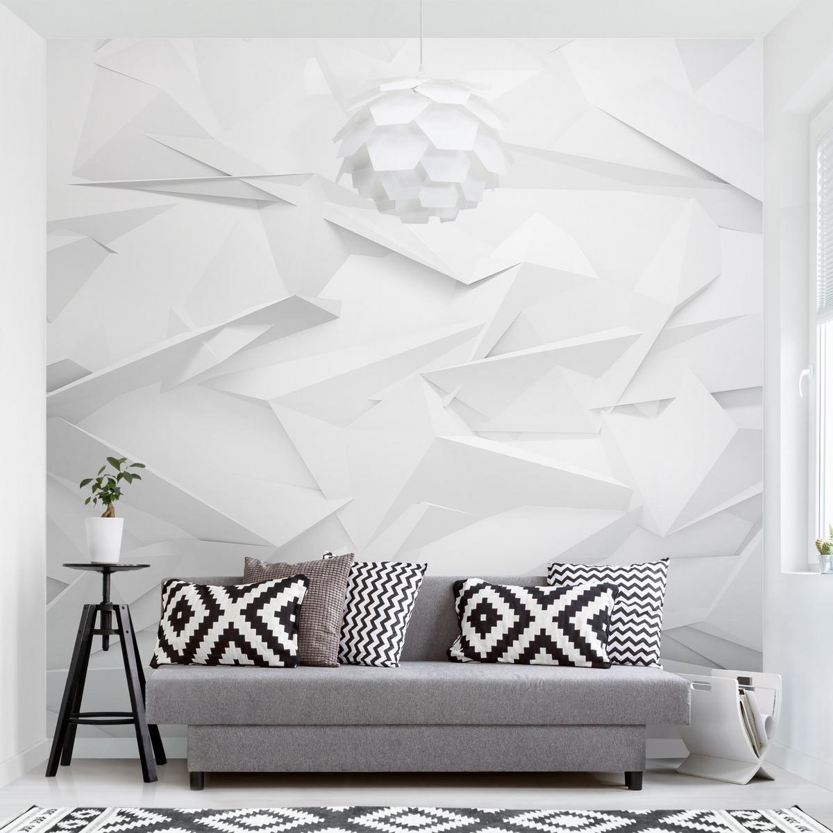 FOTOTAPETE Abstrakte 3D Optik 192/192 cm - Weiß, Papier (192/192cm) - Bilderwelten