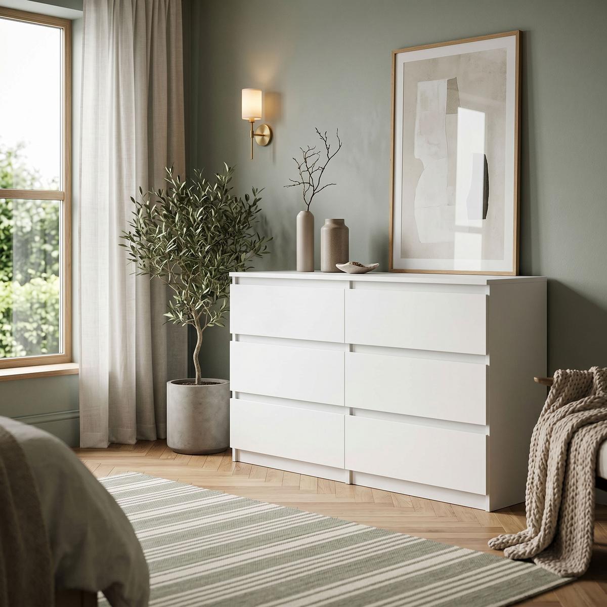 KOMMODE NUDO 100/78,5/39cm mit 6 Schubladen Türen Weiß - Weiß, Holzwerkstoff (100/78.5/39cm) - MASSENO