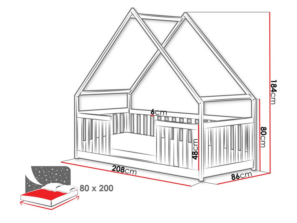 HAUSBETT Bee - Grau, Holz (80/200cm) - MIRJAN24