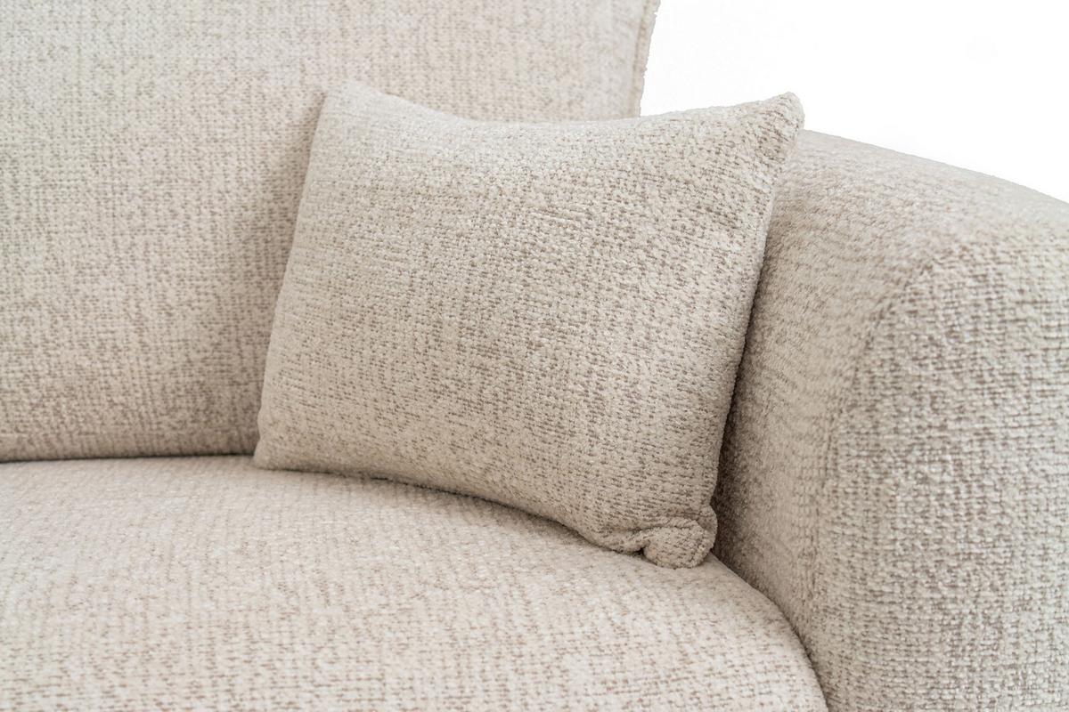 ECKSOFA Fabio mit Bettkasten, Strukturiert Ecru 255/165/91 cm - Ecru/Schwarz, Textil (255/165cm) - WFL GROUP