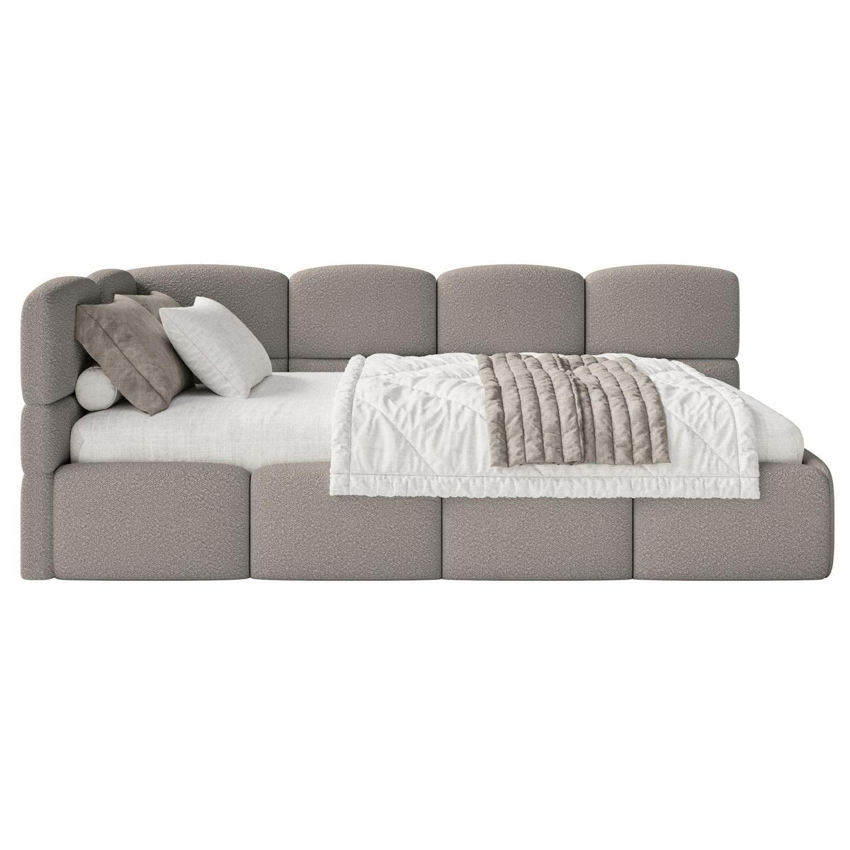 JUGENDBETT Cloudy links Bouclé Grau - Grau, Kunststoff/Textil (90/200cm) - Selsey