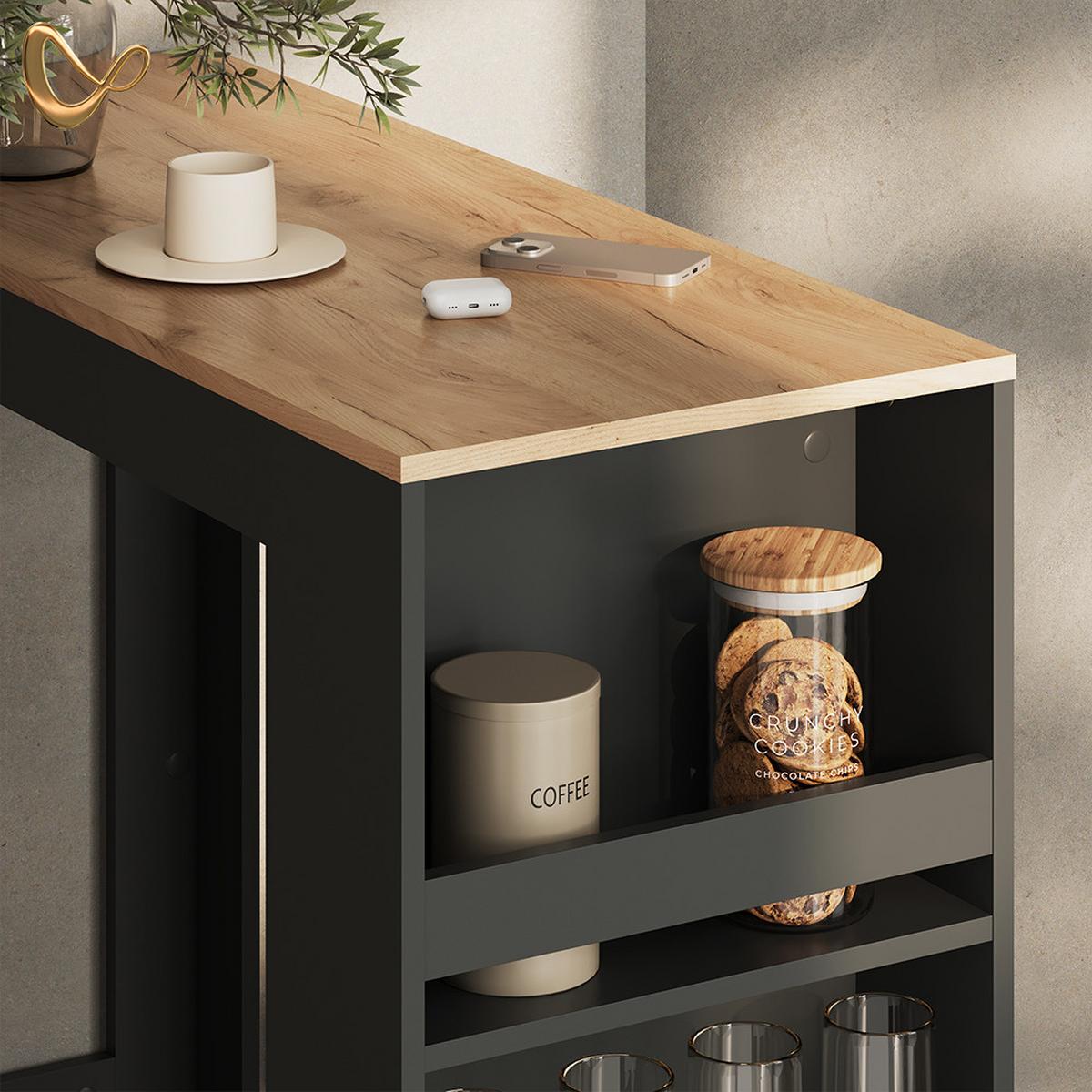 BARTISCH Regusa Anthrazit/Goldkraft Eiche 45 x 110 cm - Honigeiche/Anthrazit, Holzwerkstoff (110/45/106cm) - Livinity®