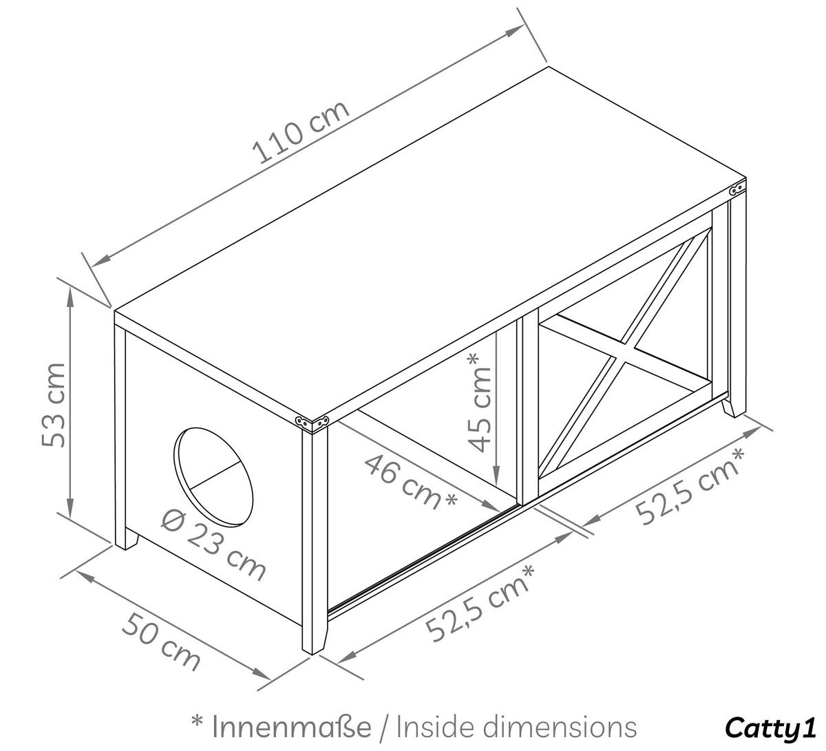 KATZENSCHRANK groß für Katzentoilette XXL aus Holz, mit Schuhschrank & Sitzkommode - Weiß, Holz (110/55/50cm) - needs&wants