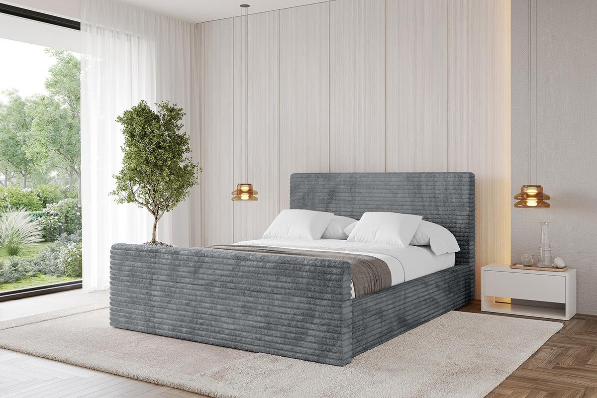 POLSTERBETT mit Bettkasten, Fußteil und Lattenrost, Boxbett ohne Matratze - ALOVA-Z 120x200 Dunkelgrau - Dunkelgrau, Holzwerkstoff/Textil (120/200cm) - ALTDECOR