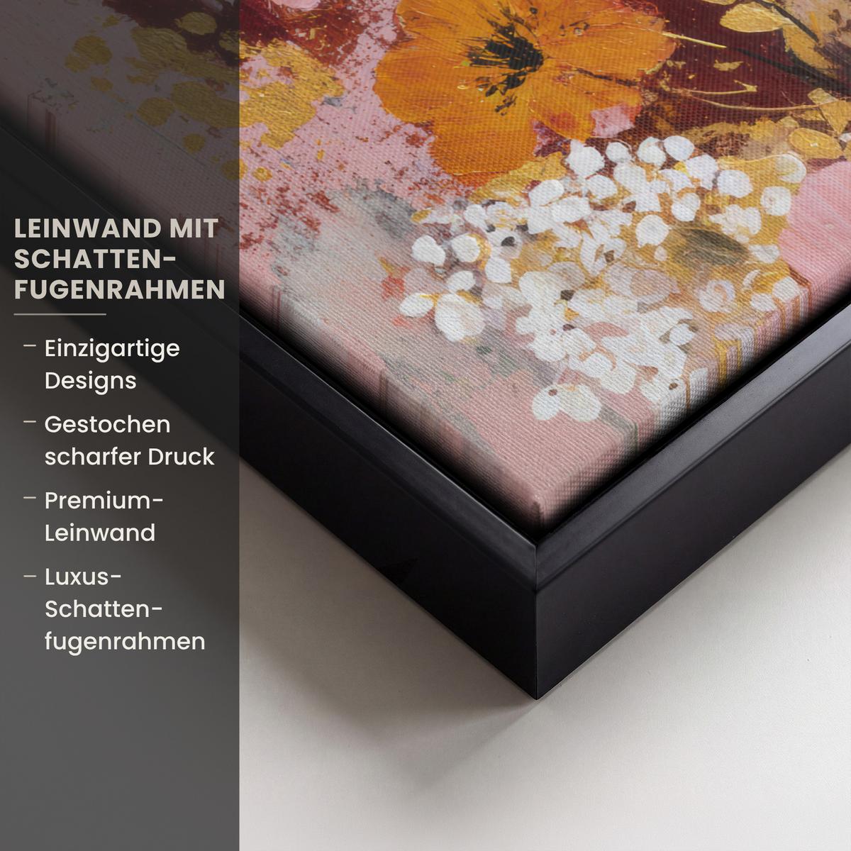 LEINWAND Bilder mit Rahmen - Malerei - Blumen - Rustikal - Rosa - 30x40 - Altrosa, Textil (30/40cm) - MuchoWow