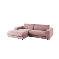 ECKSOFA MADELINE Pink Cord - Schwarz/Rosa, Kunststoff/Textil (270/190cm) - KAWOLA