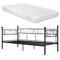 TAGESBETT Granada mit Matratze - Schwarz, Textil/Metall (90/200cm) - [en.casa]