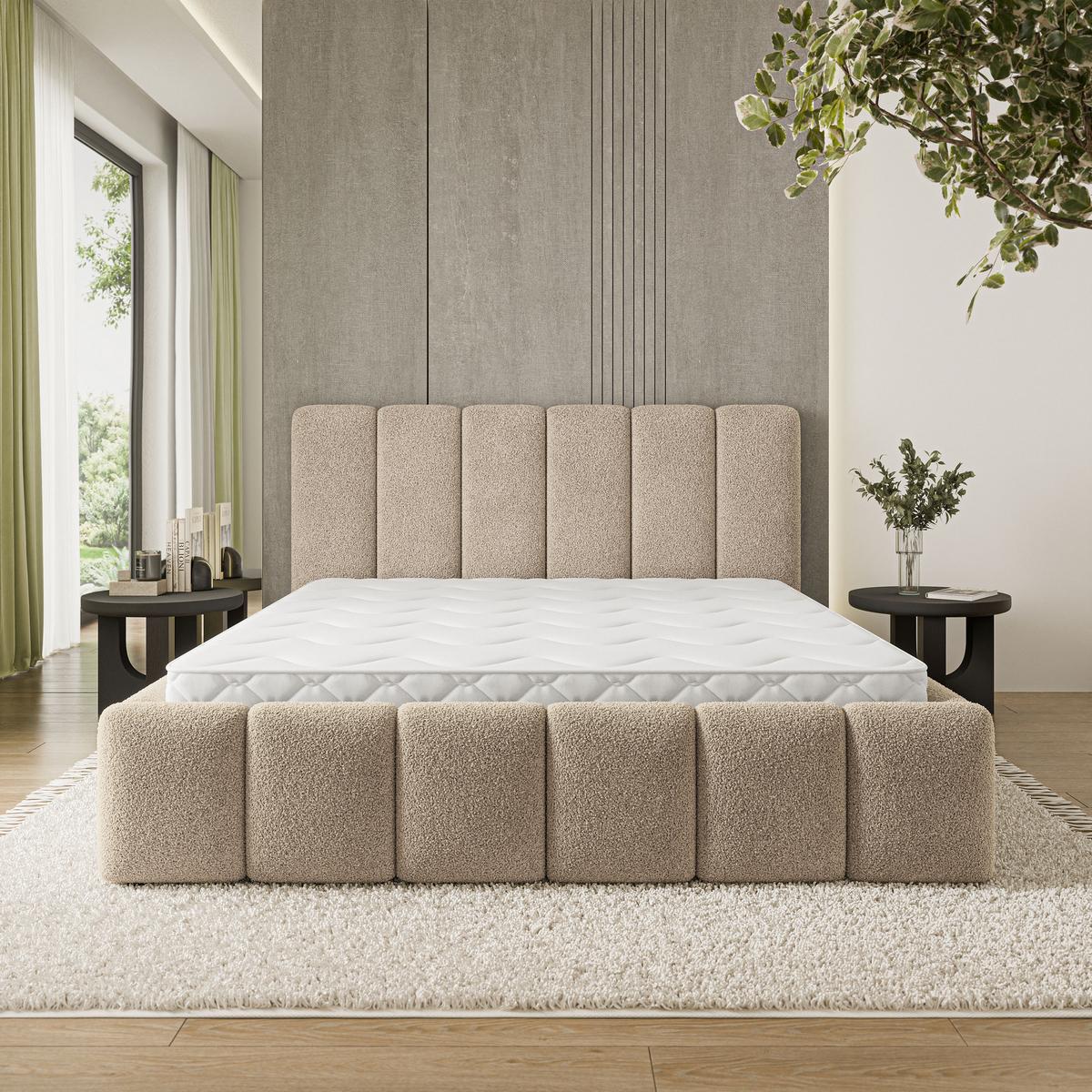 POLSTERBETT ATTORA Q 180x200 cm mit Bettkästen - Beige - Beige, Holz (180/200cm) - MASSENO