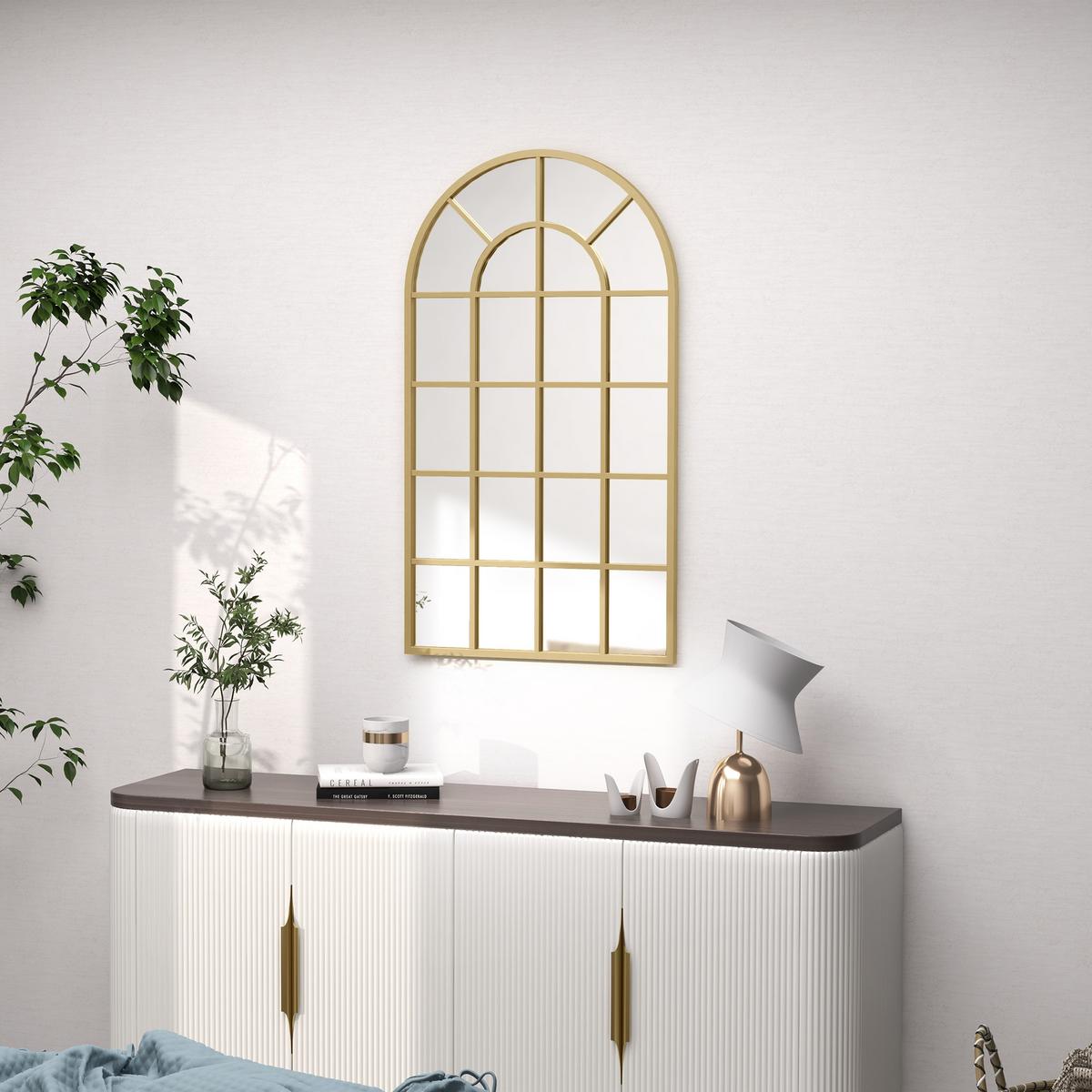 WANDSPIEGEL Garderobenspiegel 110 x 65cm Flurspiegel mit Metallrahmen - Goldfarben, Glas (65/2.5/110cm) - HOMCOM