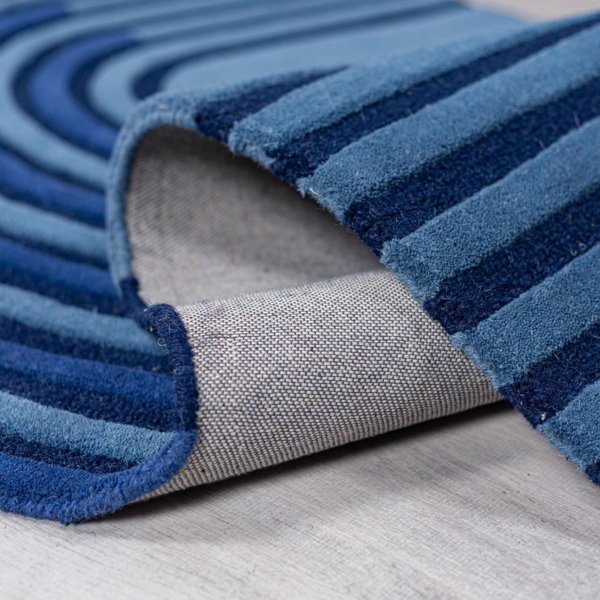 WOLLTEPPICH LEVEN, geometrisch, Blau, 150 x 240 cm - Blau, Textil (240/150cm) - KADIMA DESIGN