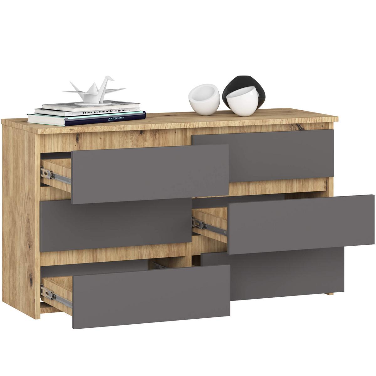 KOMMODE Eiche Artisan, Graphit Grau 57/100/35 - Eiche Artisan, Holzwerkstoff (100/57/35cm) - RAUMHIRSCH FURNITURE