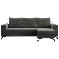 ECKSOFA Axel Velvet Grau - Schwarz/Grau, Textil/Metall (242/140cm) - MKS