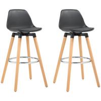 BARHOCKER-SET 2 TLG. Natur, Schwarz 43/43/91 cm - Buchefarben/Schwarz, Kunststoff/Buchenholz (43/91/43cm) - HOMCOM