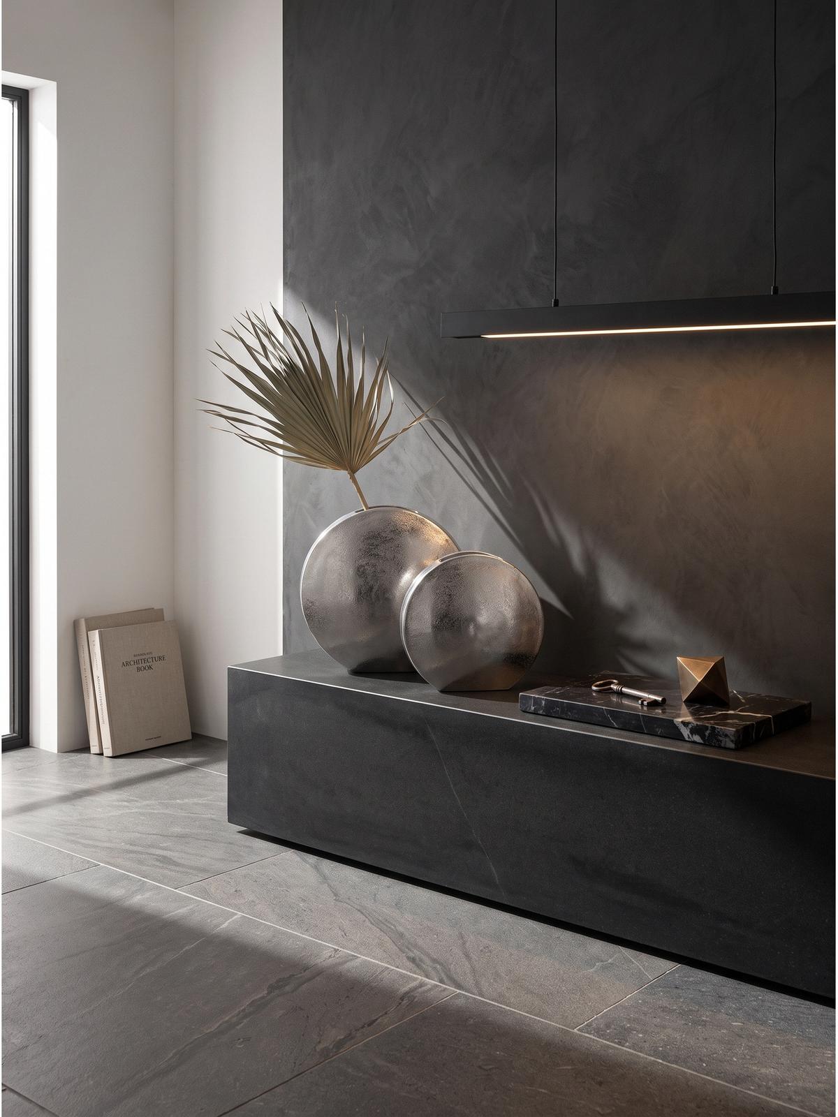 VASEN 2er-Set BERLENGA, Aluminium, handgefertigt, Silber, 35 x 13,5 x 34 cm - Silberfarben, Metall (34cm) - KADIMA DESIGN