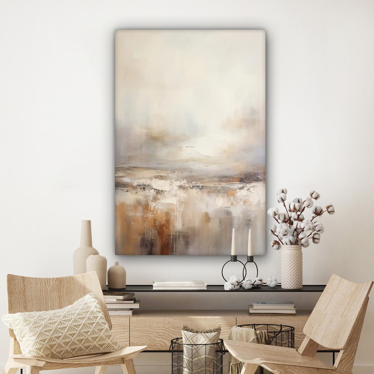 LEINWANDBILD Kunst - Industriell - Grau - Braun - Abstrakt Deko XXL 80x120 cm - Sandfarben, Textil (80/120cm) - MuchoWow