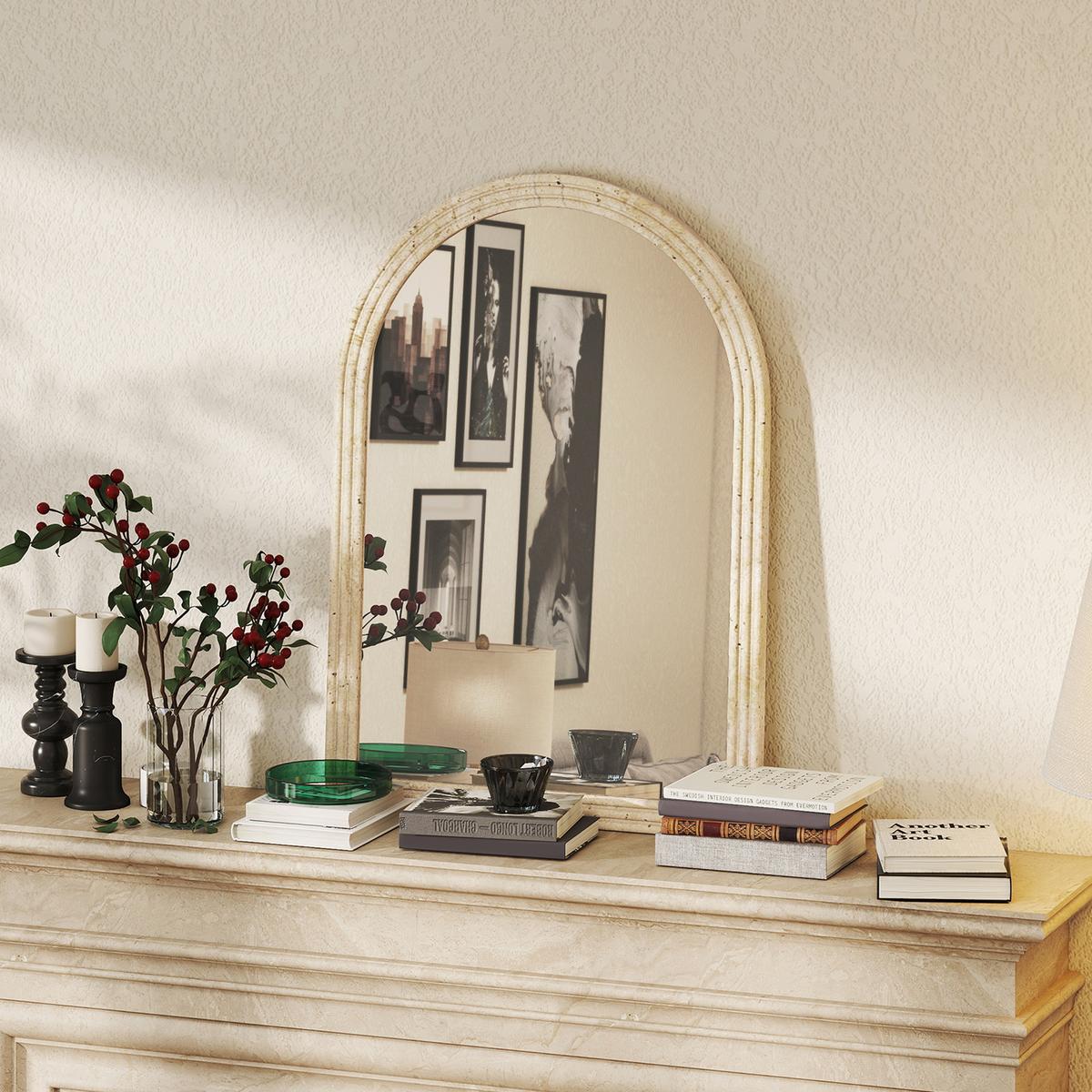 WANDSPIEGEL Polystyrol Glas Beige - Beige, Glas/Kunststoff (2/70/50cm) - HOMCOM
