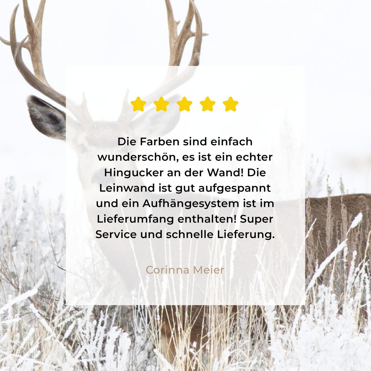 LEINWANDBILD Hirsche - Winter - Schnee - Tiere - Jahreszeiten - Weiß Deko Wohnzimmer 20x20 cm - Hellbraun, Textil (20/20cm) - MuchoWow