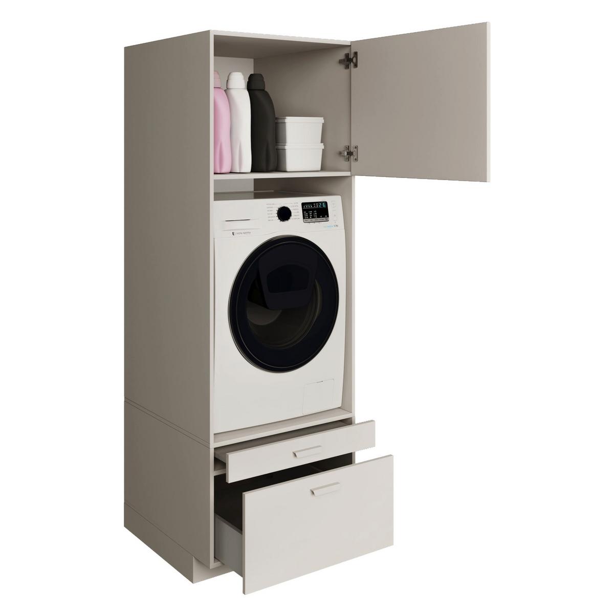 WASCHMASCHINENSCHRANK Holv Kaschmirgrau 68 cm - Taupe, Holzwerkstoff/Metall (67.5/200/66cm) - Selsey