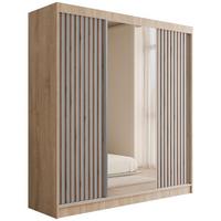 KLEIDERSCHRANK mit Spiegel V2-ZENTI 215x200 cm Sonoma Eiche|Weiß - Weiß/Sonoma Eiche, Holzwerkstoff (200/215/61cm) - ALTDECOR