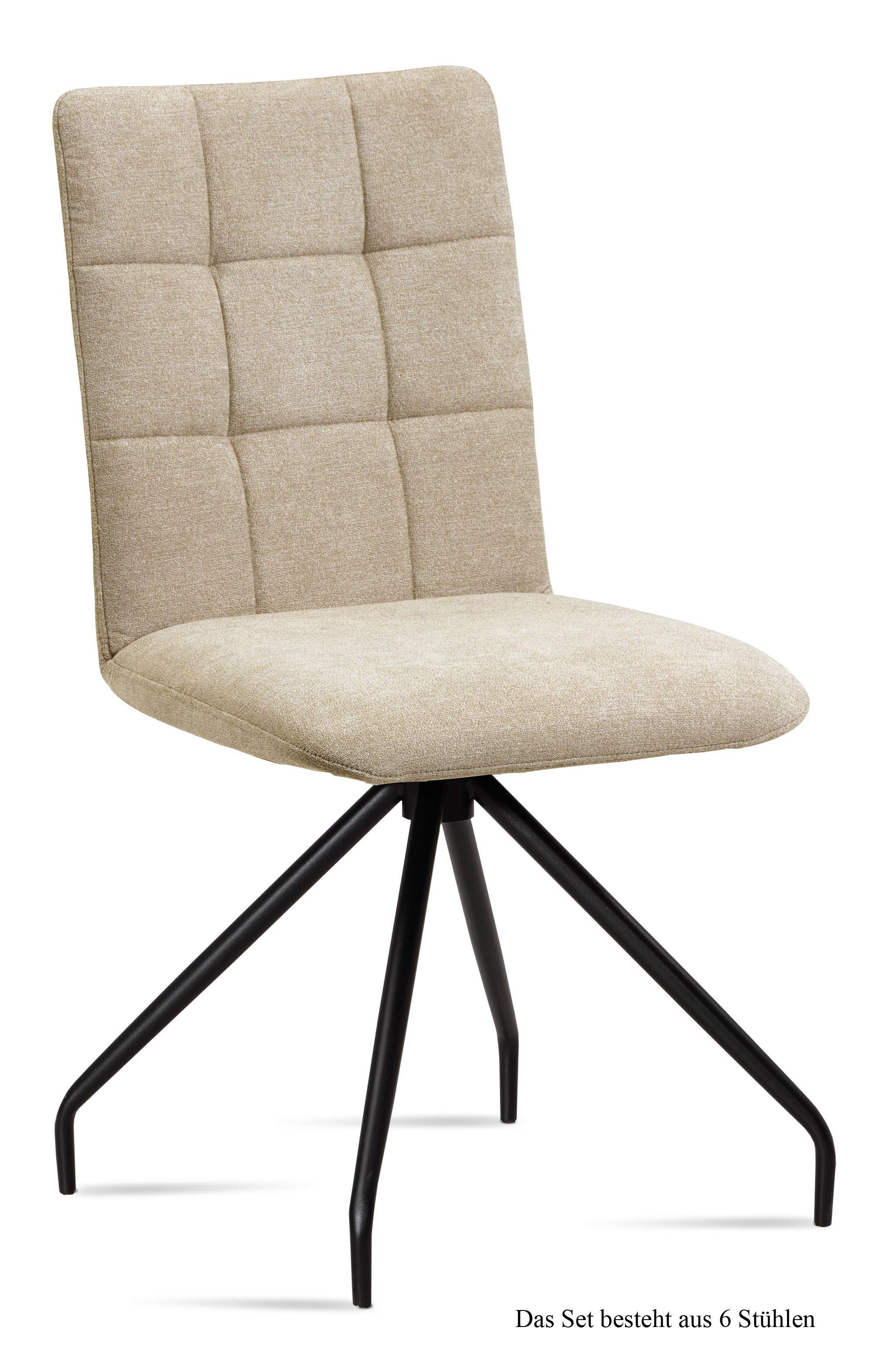 ESSZIMMERSTUHL (6er-Set) Devera 47x91x60 Schwarz/Natur - Schwarz/Naturfarben, Kunststoff (60/91/47cm) - 58aufmkessel