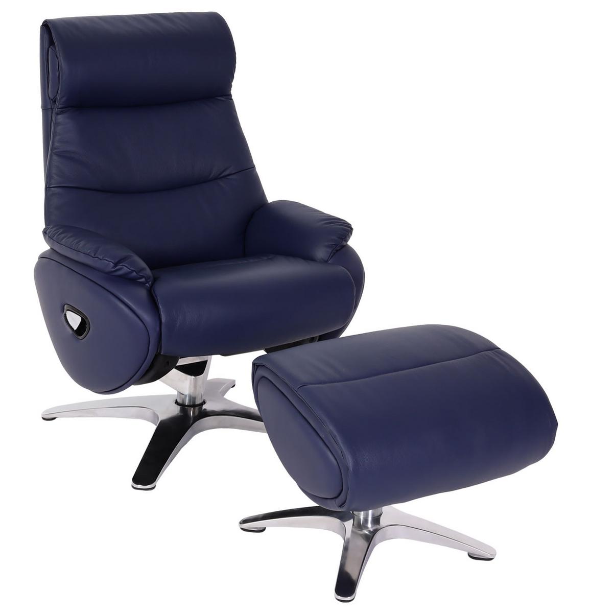 RELAXSESSEL MIT HOCKER Blau - Blau, Textil (117/110/77cm) - MCW