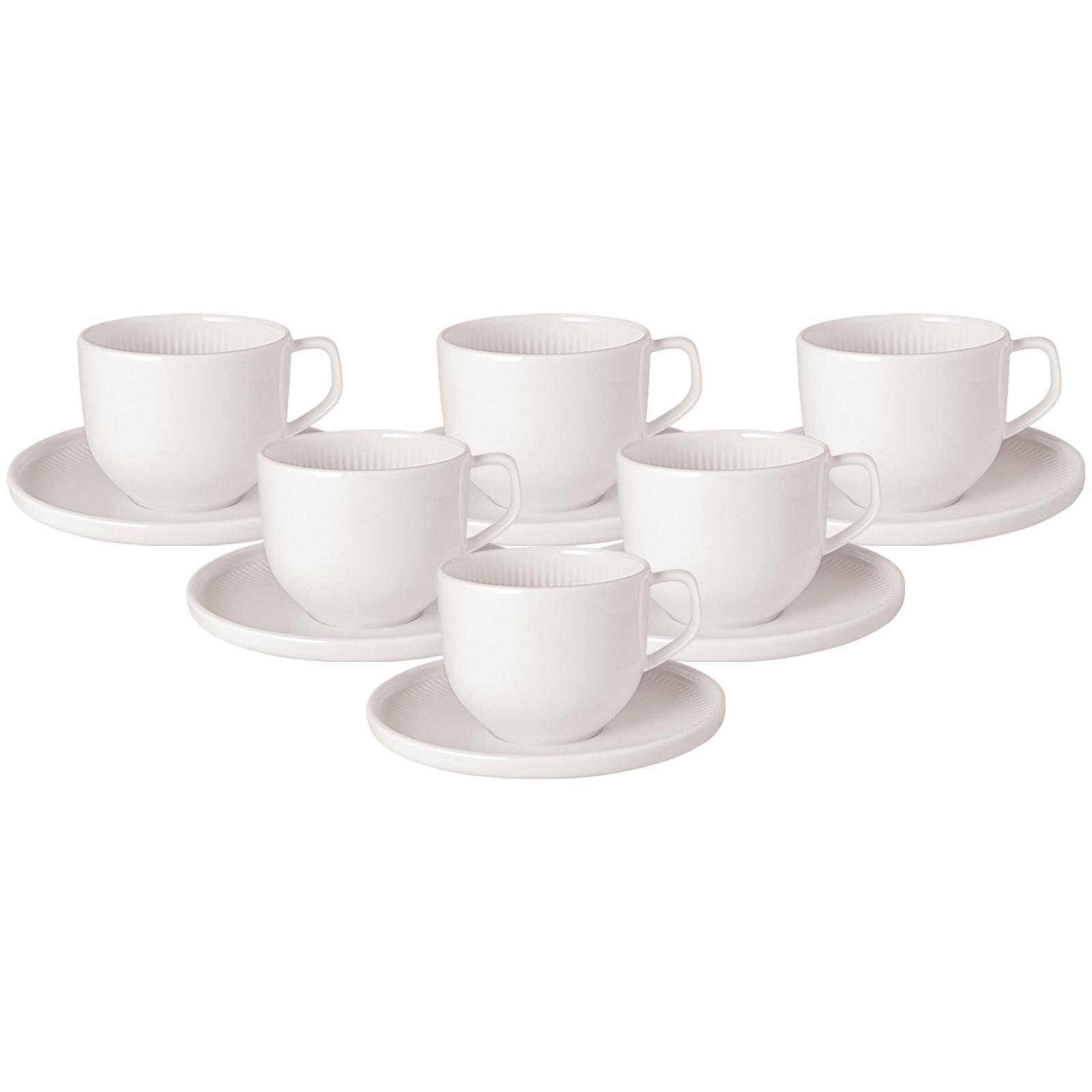 KAFFEETASSEN MIT UNTERTASSEN Afina weiß 150 ml 6er Set - Weiß, Keramik (14.2/9/14.2cm) - Villeroy & Boch