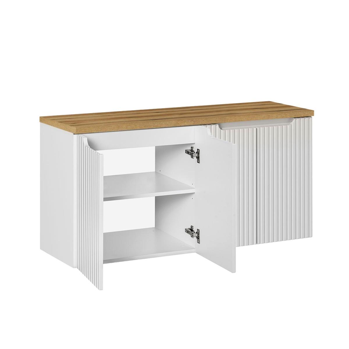 WASCHTISCHUNTERSCHRANK 120cm Riva Weiß und Holz - Weiß, Holzwerkstoff (120/57/40cm) - Petits-meubles