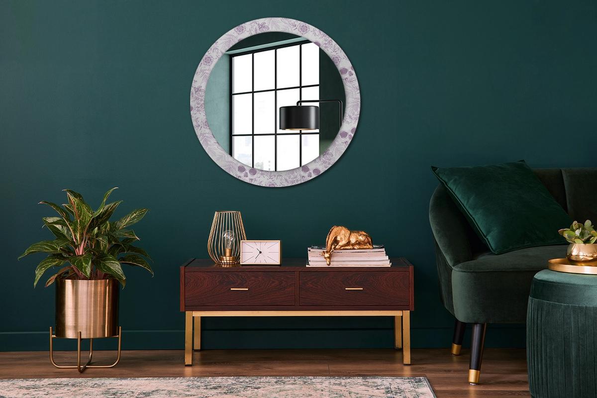SPIEGEL Rund Ø 80 cm mit Aufdruck - Violett, Glas (80/80/0.4cm) - Wallfluent