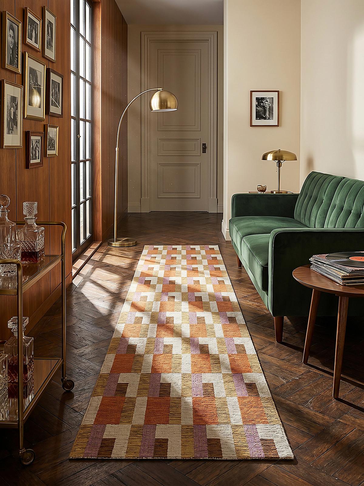 TEPPICH COQUET, geometrisch, Orange-Natur, 60 x 230 cm - Orange, Textil (230/60cm) - KADIMA DESIGN