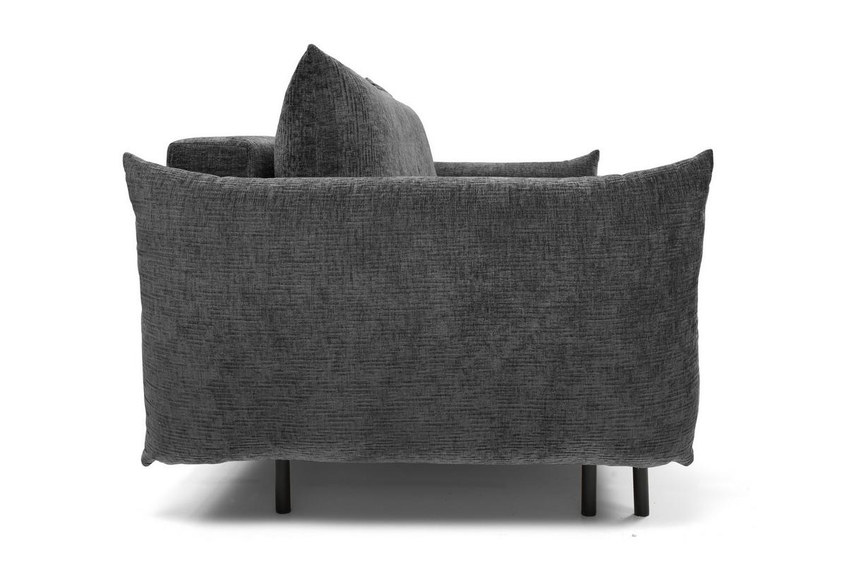 BETTSOFA UNO Graphitfarben Chenille-Stoff mit Schlaffunktion - Graphitfarben, Holz (240/90/108cm) - MASSENO