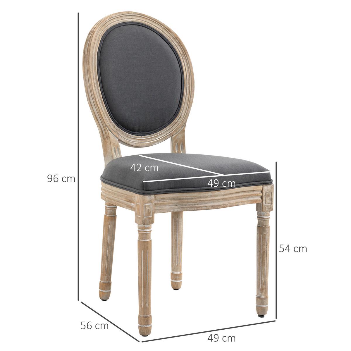 ESSZIMMERSTUHL 2er Set Schaumstoff Gummiholz Grau Natur - Naturfarben/Grau, Holz/Textil (56/96/49cm) - HOMCOM