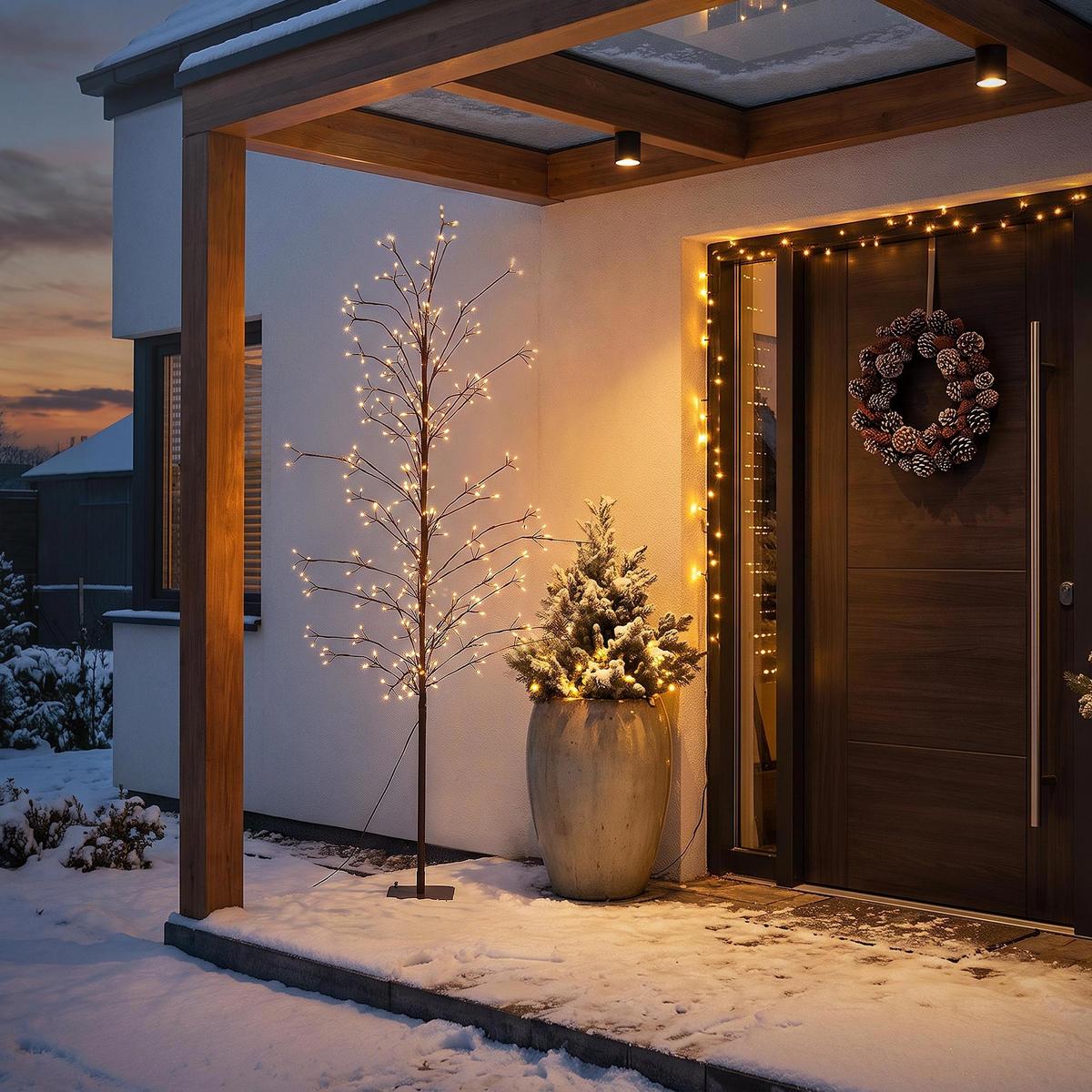 LED BAUM Outdoor Lichterbaum 180 cm Weihnachtsbeleuchtung Weihnachtsdeko 1170 LEDs Warmweiß Innen/Außen - Braun, Metall (85/180/85cm) - ECD-Germany
