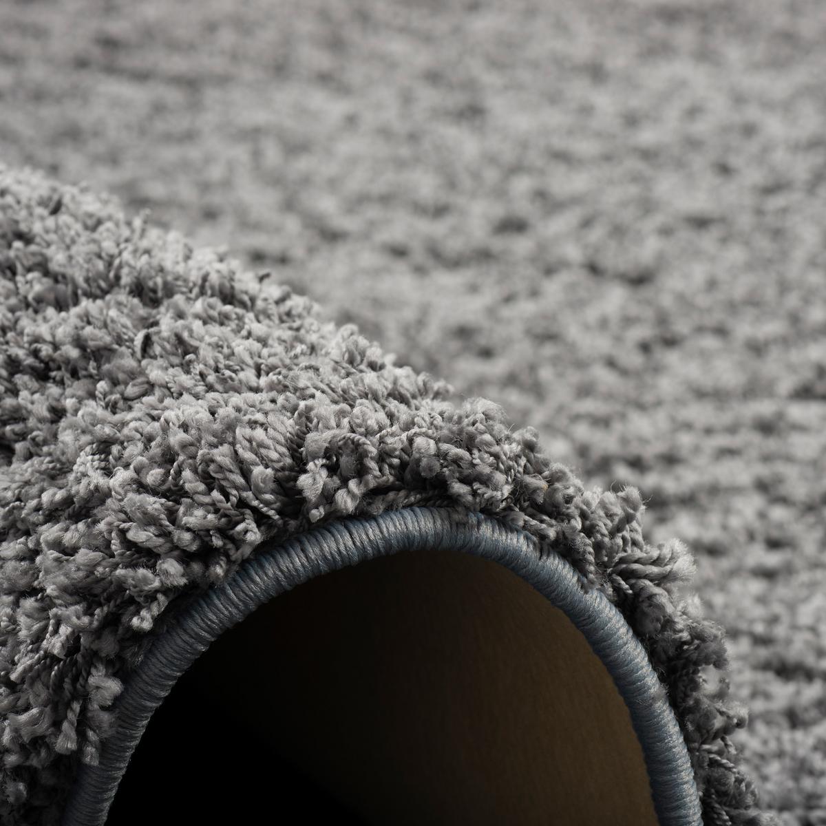 LUXUS HOCHFLOR LANGFLOR TEPPICH MILANO RUND - Grau, Textil (160/160cm) - Snapstyle