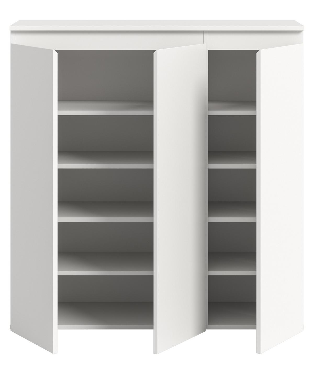 KOMMODE weiß 105 x 11 cm, Anrichte mit 10 Fächern - Schwarz/Weiß, Holzwerkstoff/Kunststoff (105/111/37cm) - Inn.Furn