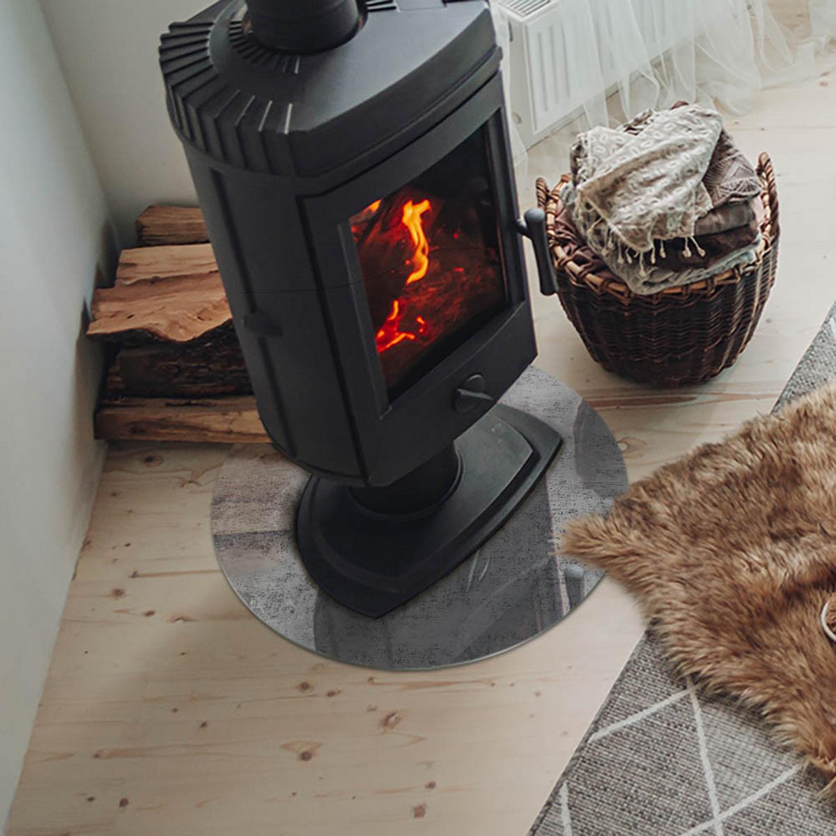 GLASPLATTE für Kamin Ø 50 cm - Grau, Glas (50/50/0.4cm) - TULUP