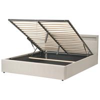 BETT mit Stauraum und LED-Beleuchtung 160/200 cm Stoff Beige Armelle - Beige, Textil (160/200cm) - Beliani