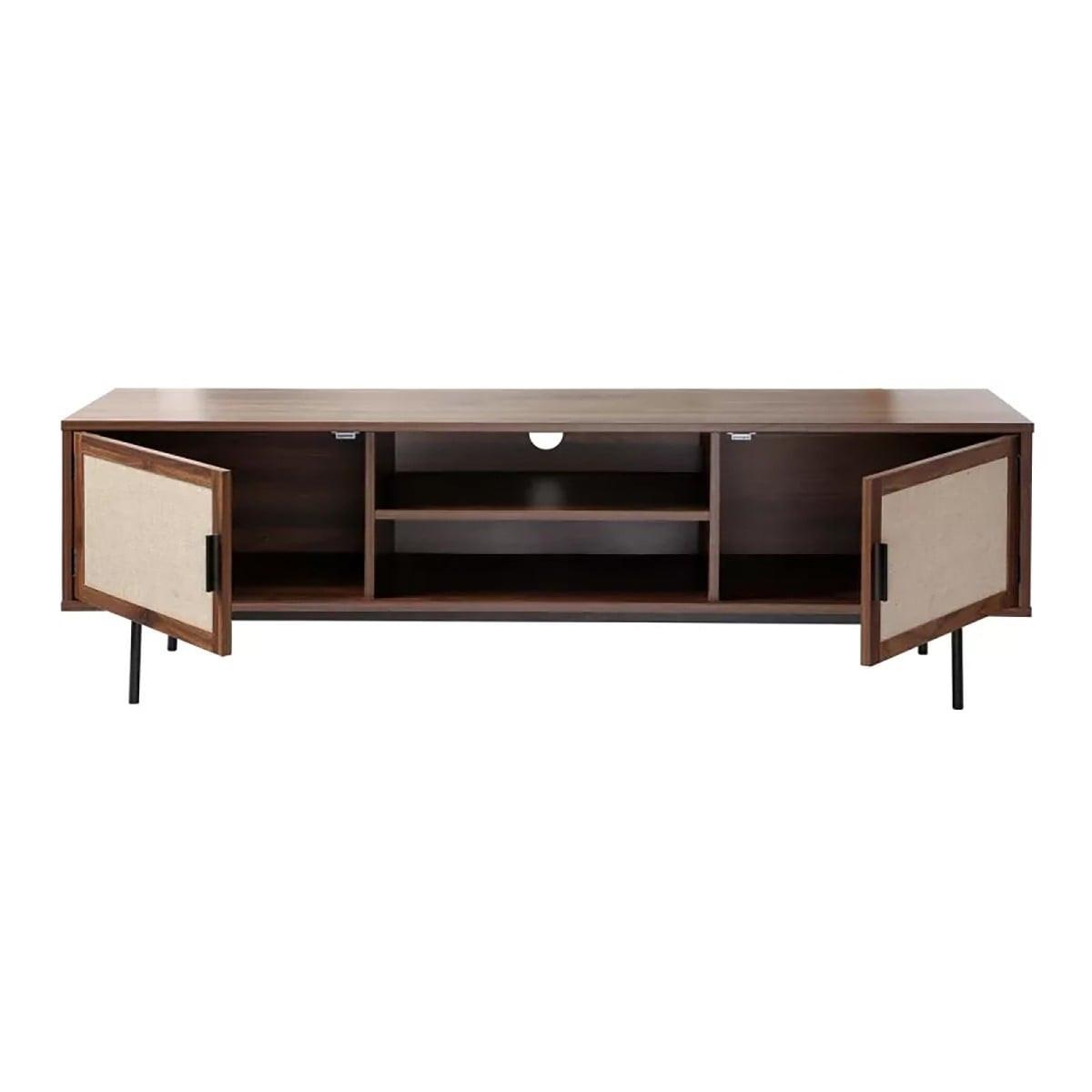 TV-MÖBEL in walnussdekor mit fronten aus stoff jetson 39,5/45/140 cm - Nussbaumfarben, Holzwerkstoff (39.5/45/47.5cm) - Calicosy