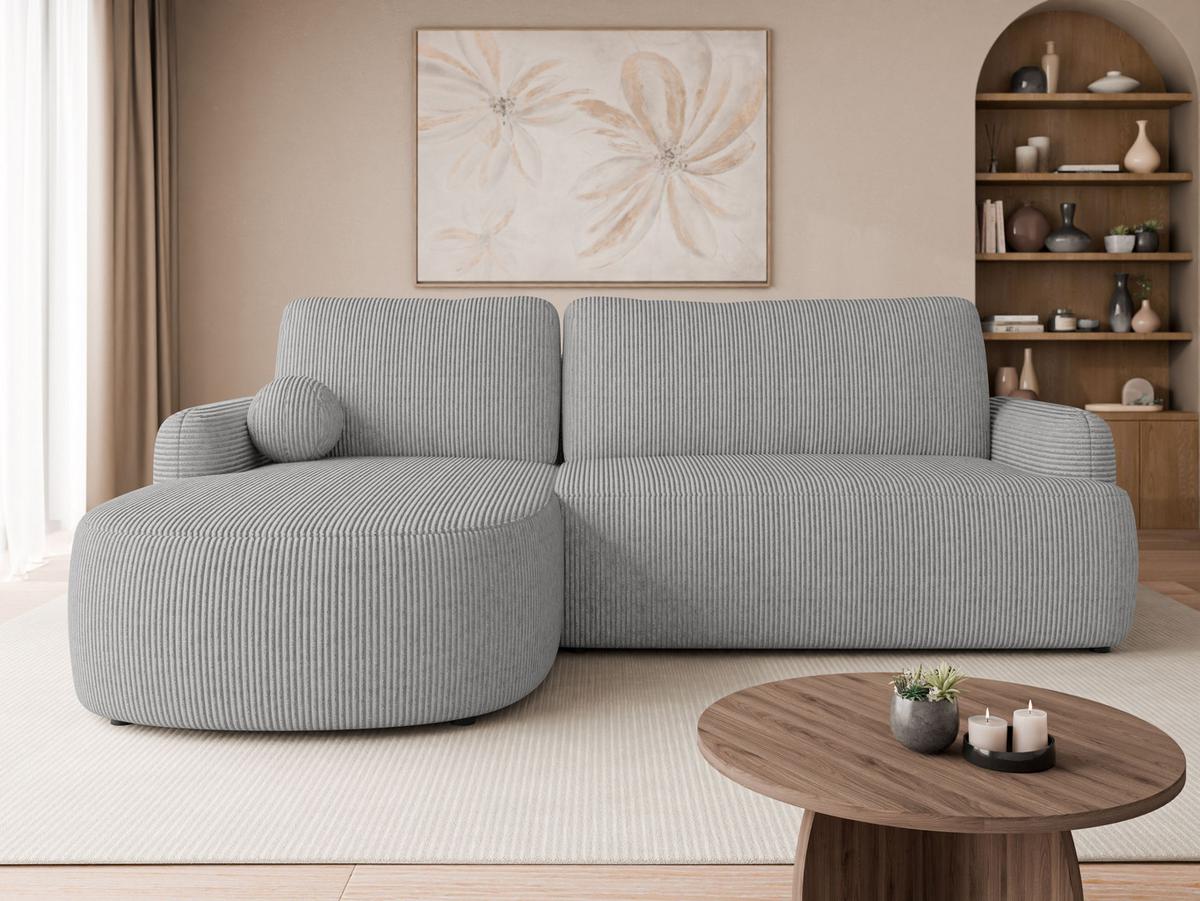 ECKSOFA Loridu Cord, Seite: Links - Schwarz/Grau, Holz/Kunststoff (250/174cm) - MIRJAN24