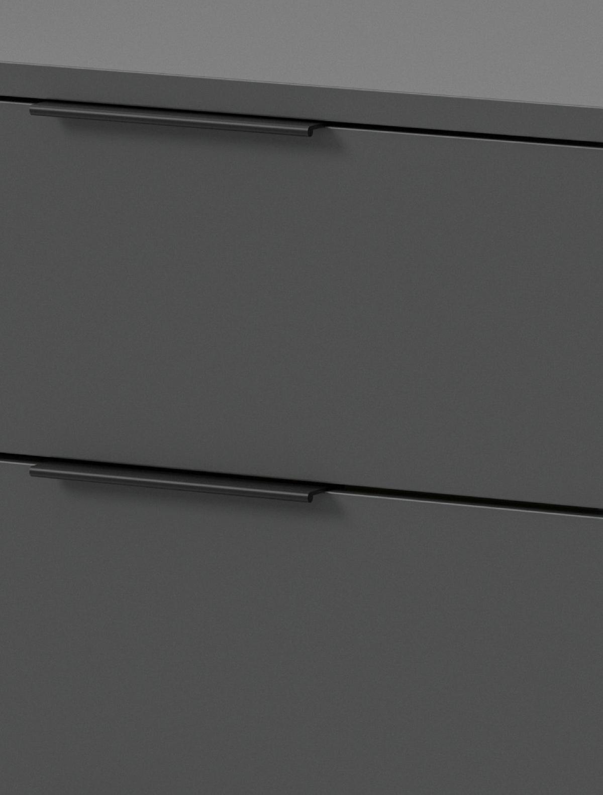 NACHTTISCH 2er Set grau 45 x 60 cm, Nachtkommode in Komforthöhe - Schwarz/Grau, Holzwerkstoff/Kunststoff (45/60/40cm) - Inn.Furn