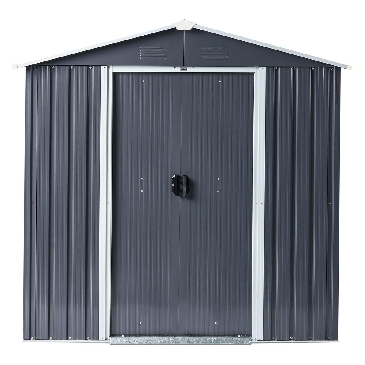 GERÄTEHAUS 194 cm 118 cm Graphitgrau Cirella - Graphitfarben/Weiß, Metall (194/184/118cm) - Beliani