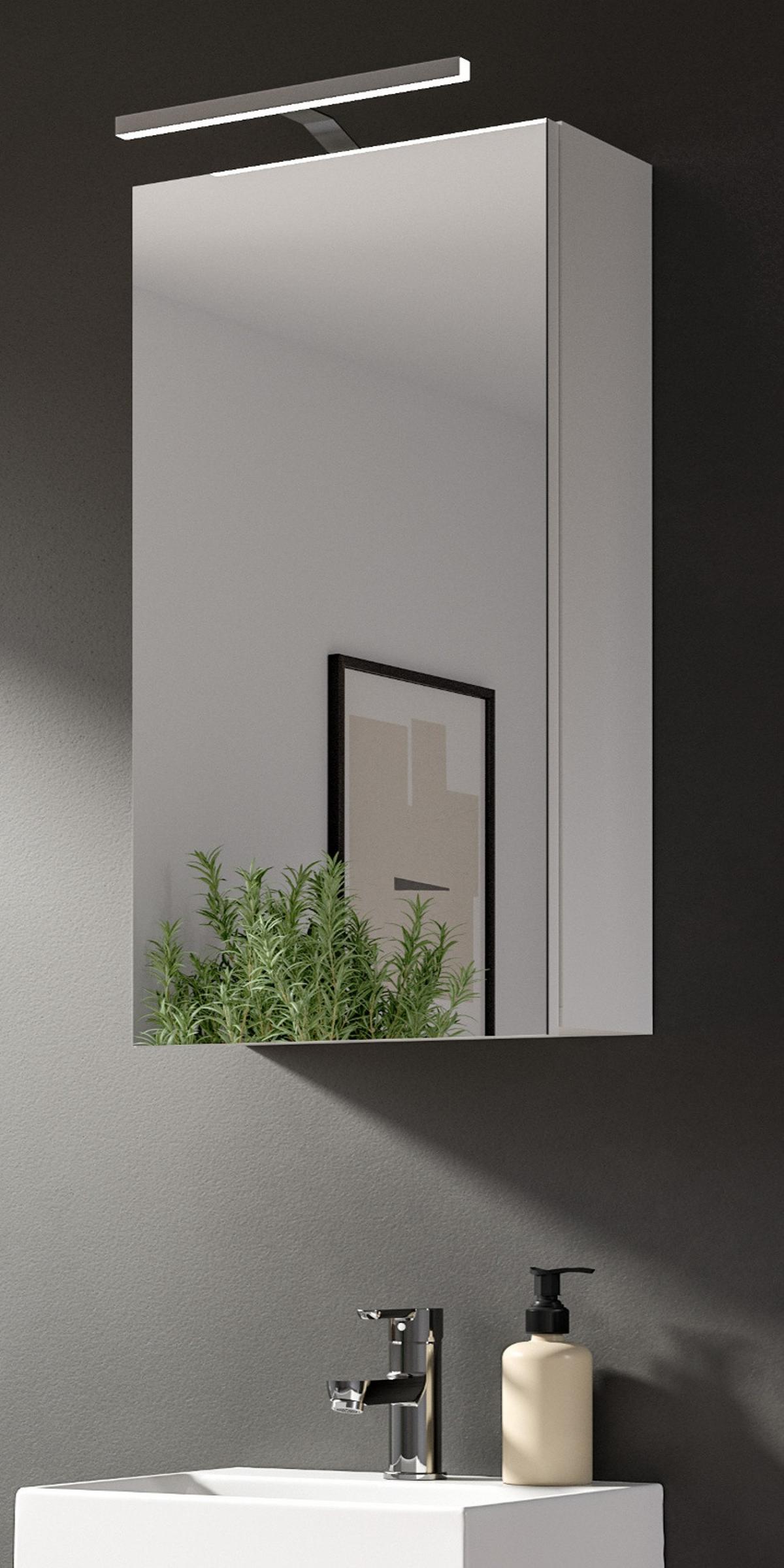 SPIEGELSCHRANK weiß 38 x 77 cm, Badschrank 1-türig mit Spiegel - Weiß, Glas/Holzwerkstoff (38/77/18cm) - Inn.Furn