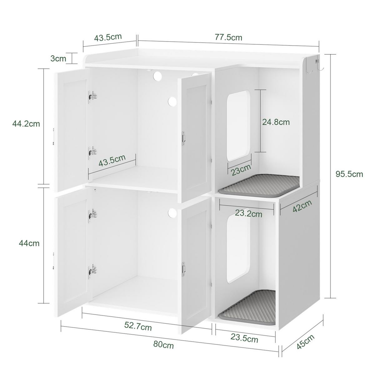 KATZENKLO-SCHRANK mit zwei Fächern und Regal HAT09-E-W - Weiß, Holzwerkstoff (45/95.5/80cm) - SoBuy
