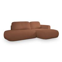 ECKSOFA NUVIRA R-S Kupferfarben Boucle-Stoff mit Schlaffunktion - Kupferfarben, Holz (279/158cm) - MASSENO
